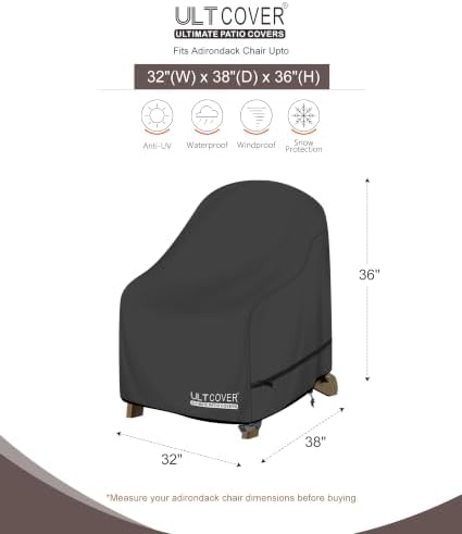 ULTCOVER Waterproof Patio Chair Cover, 32W x 34D x 34H in