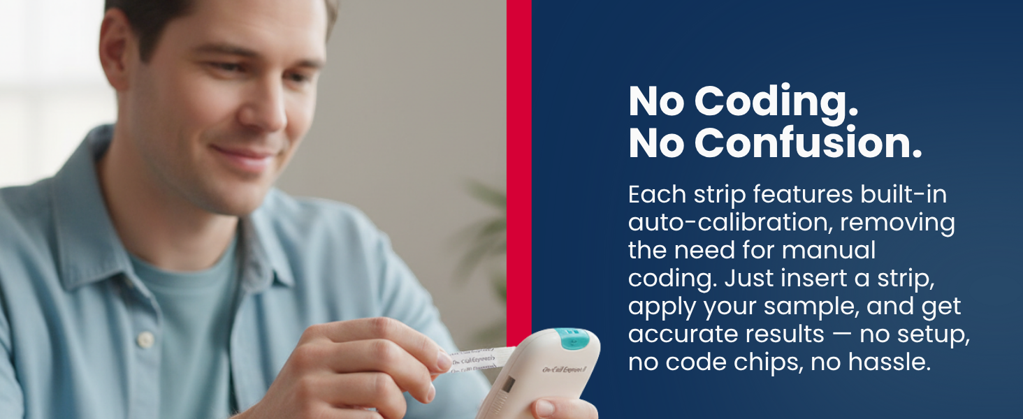 Auto coded diabetic test strips with built in calibration no code chips required