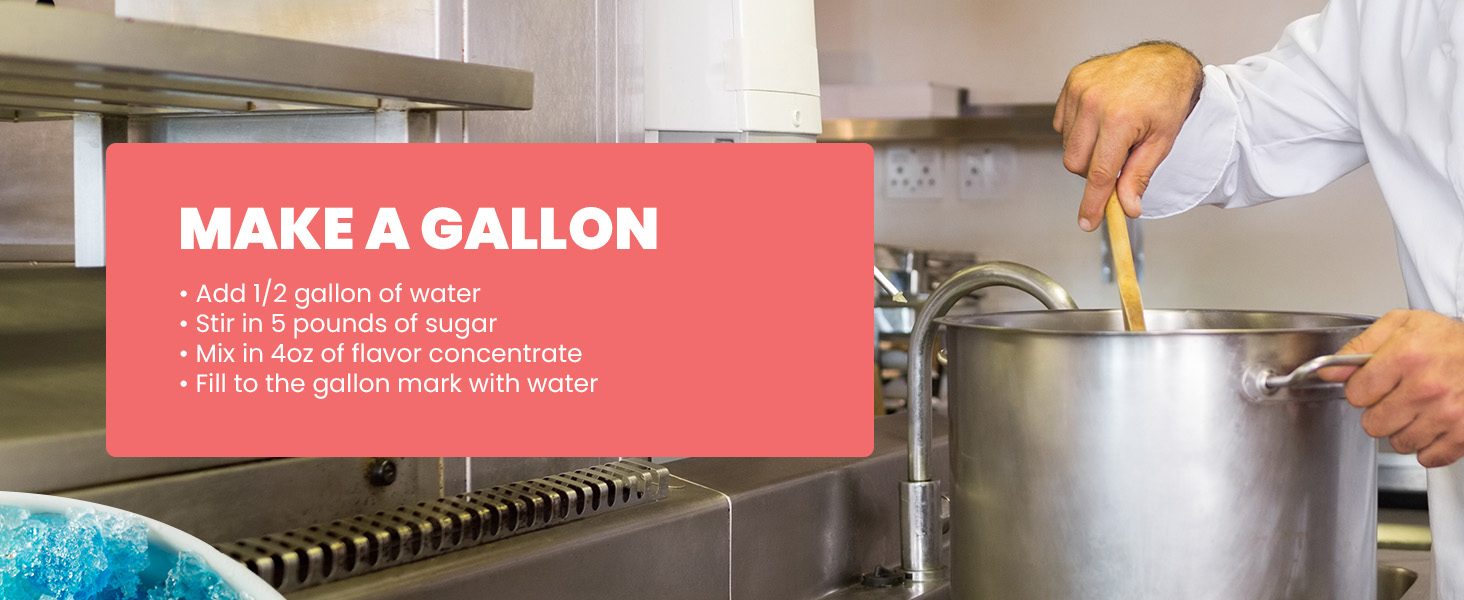 Instructions to make a gallon of syrup from flavor concentrate