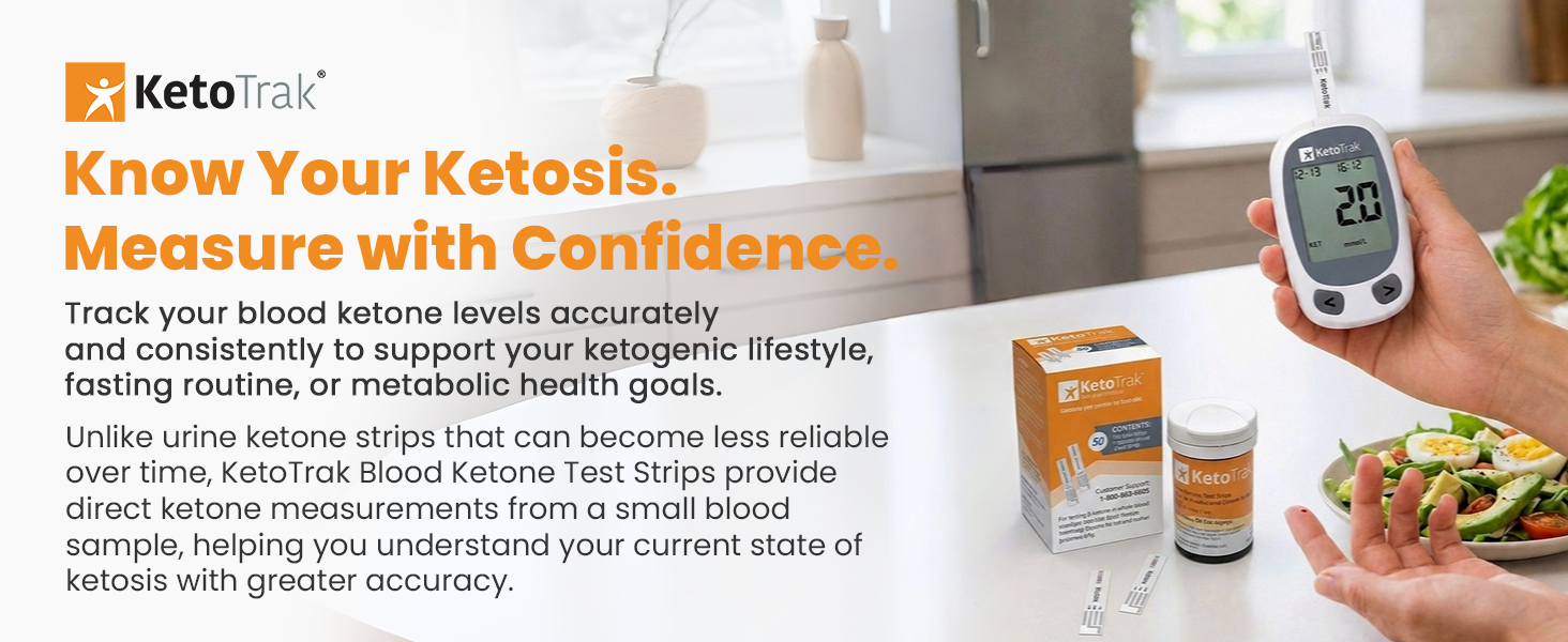 Blood ketone test strips provide direct ketone measurement for ketogenic lifestyle fasting tracking