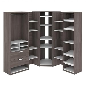 Closet organizers in bark grey and white
