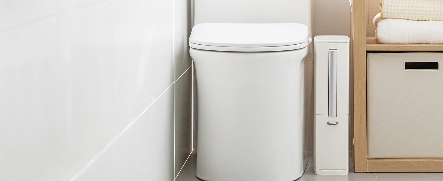 trash can toilet brush lid bathroom RV narrow slim