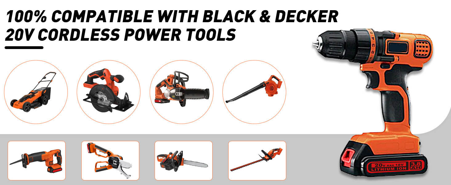 Compatible with Black and Decker 20V LBXR20 Battery
