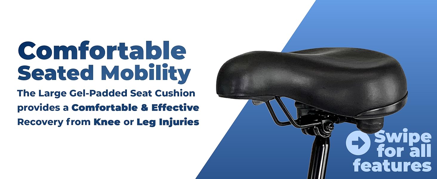 Seated scooter rolling mobility seat two leg walking walker scoot pain relief reduce weight
