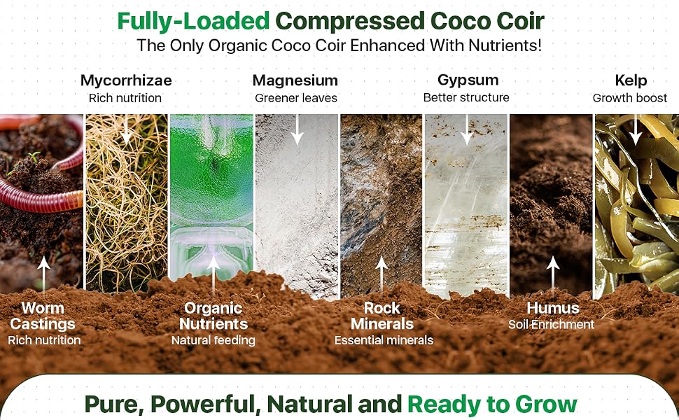 organic ready to plant compressed coco coir fully loaded brick blocks worm castings indoor outdoor