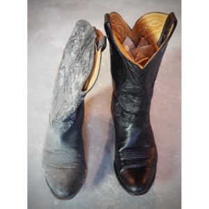 Cowboy Boot Before and After Leather Cleaning and Condition leather care balm saddle soap