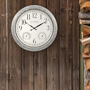 lacrosse, la crosse, 433-3236, outdoor clock, quartz, analog, temperature, humidity, wall clock