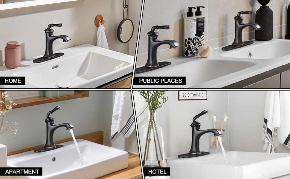 Single Handle Bathroom Faucet with Pop up Drain Brass Oil Rubbed Bronze Bathroom Faucet Vintage