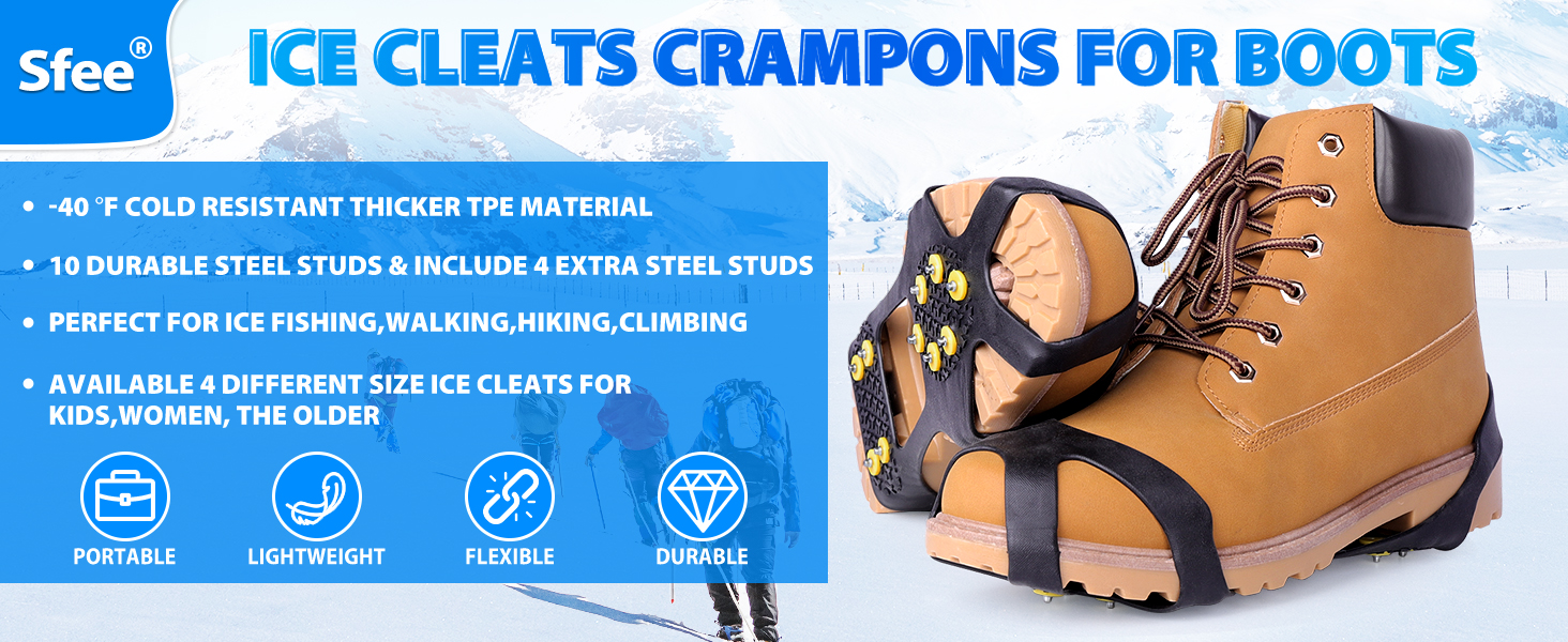 Sfee Ice Cleats for Boots Shoes