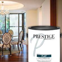 Flat paint can in front of a formal dining room