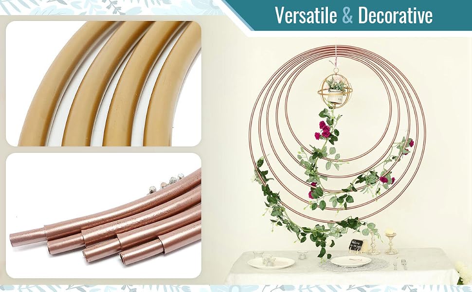 Heavy Duty Gold Metal Floral Hoop Wreath Hanging Rings Easy to Assemble