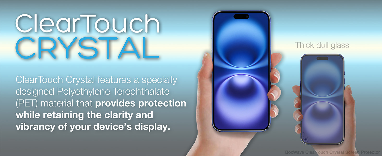 ClearTouch Crystal features specially designed PET material that provides protection and clarity