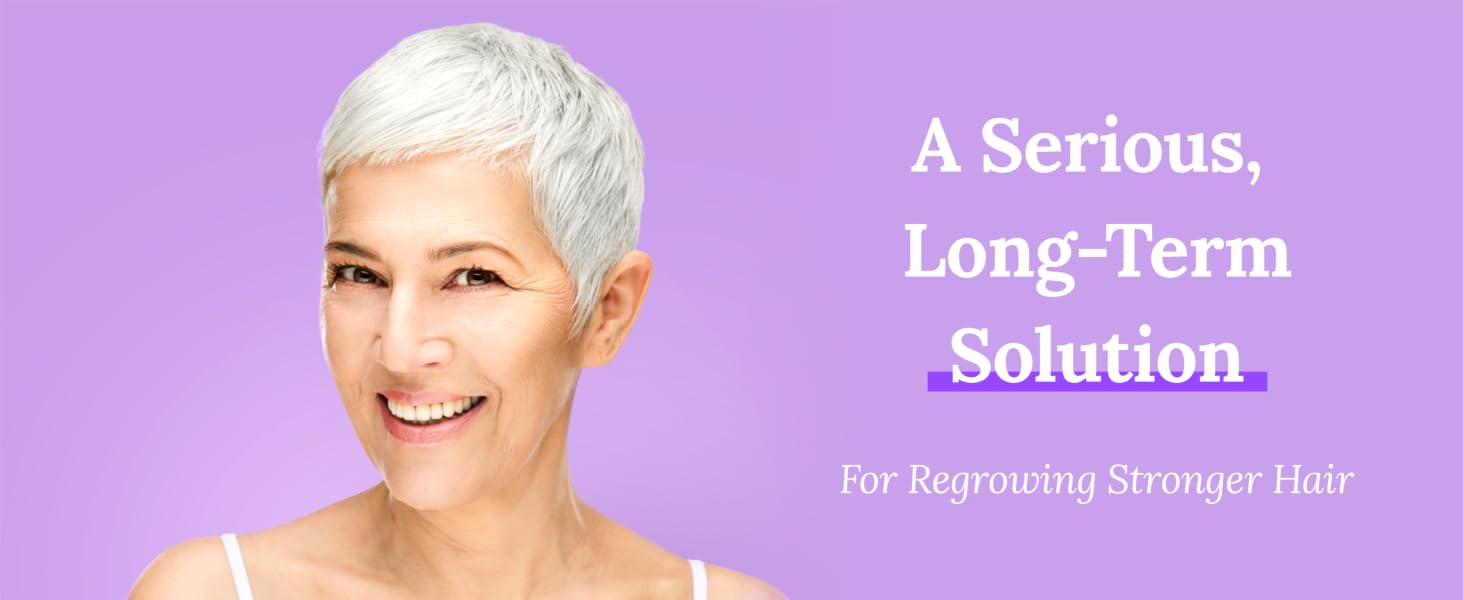 smiling woman with strong gorgeous hair after using Keranique Regrowth Hair Treatment Minoxidil