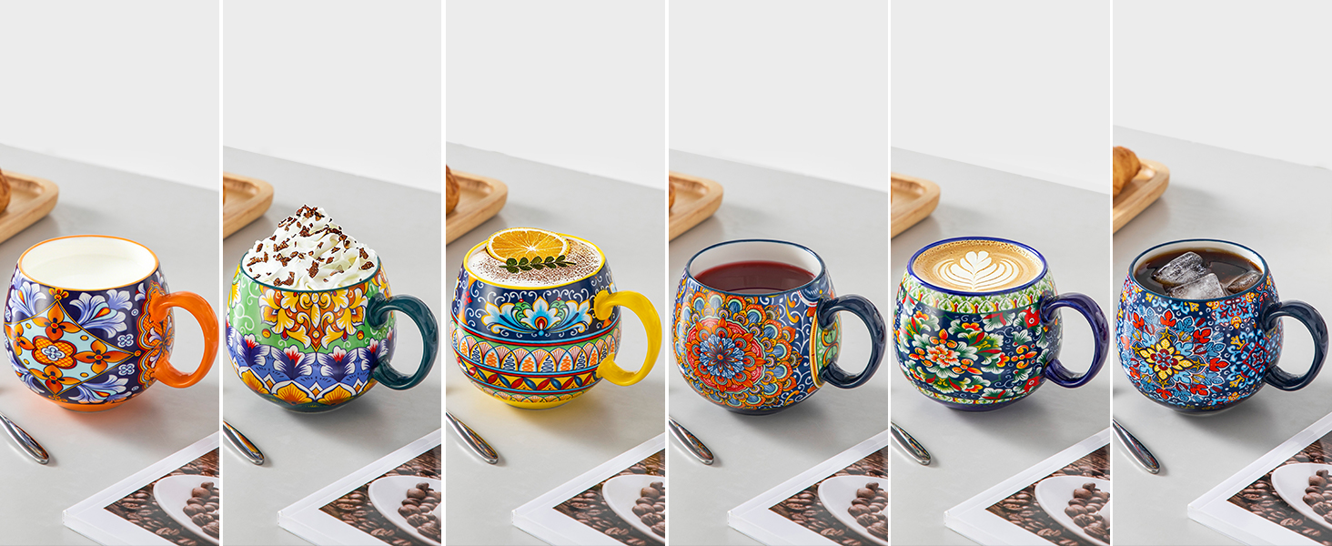 porcelain coffee mug set of 6