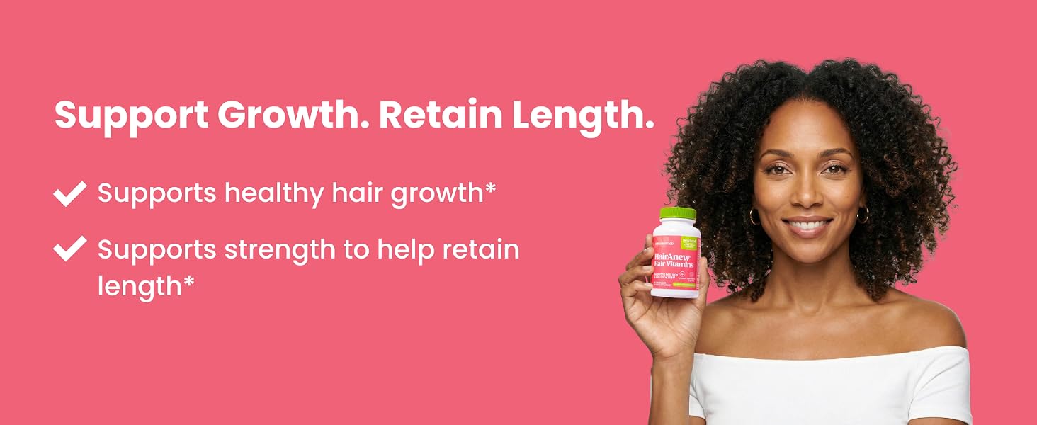 HairAnew Hair Vitamins for Hair Growth - Support Growth Retain Length - Made in USA