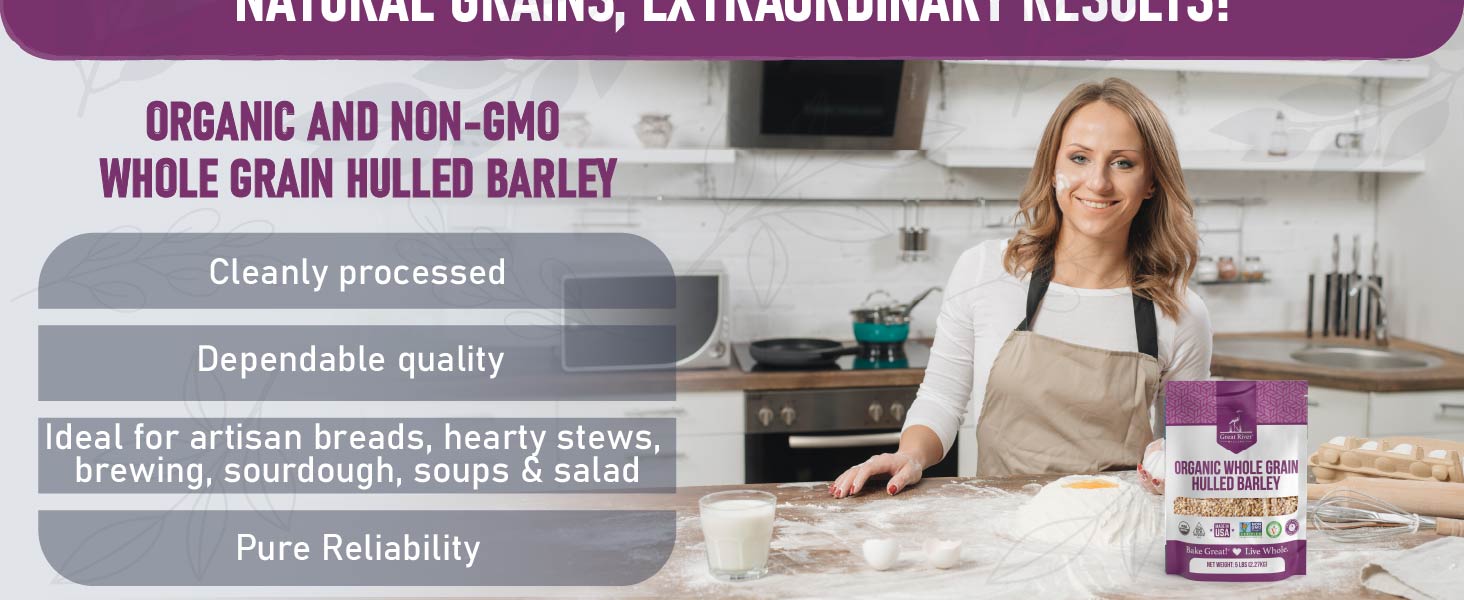 Natural Grains Extroardinary Results Organic and Non-GMO Whole Grain Hulled Barley
