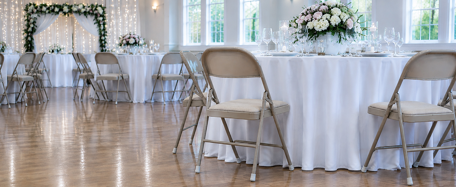 Gluposti - Folding Chair Leg Caps at Wedding Reception