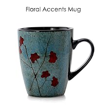 blue red floral accent round stoneware dinnerware dish set setting for 4 microwave dishwasher safe