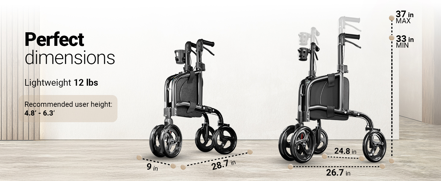 Adjustable 3 Wheel Rollator