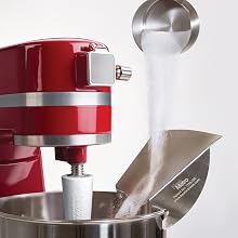 Pouring Chute on Stand Mixer with Metal Bowl - sugar