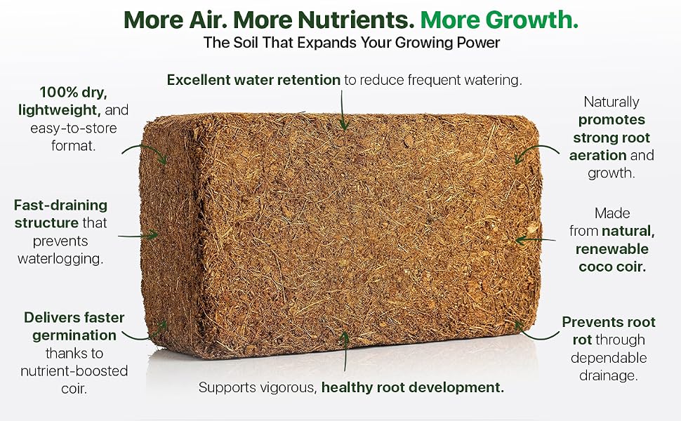 premium organic coco coir bricks compressed ready to use pre-mixed indoor outdoor plants worms