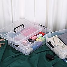 2-Tiers Stack Carry Storage Box With Handle