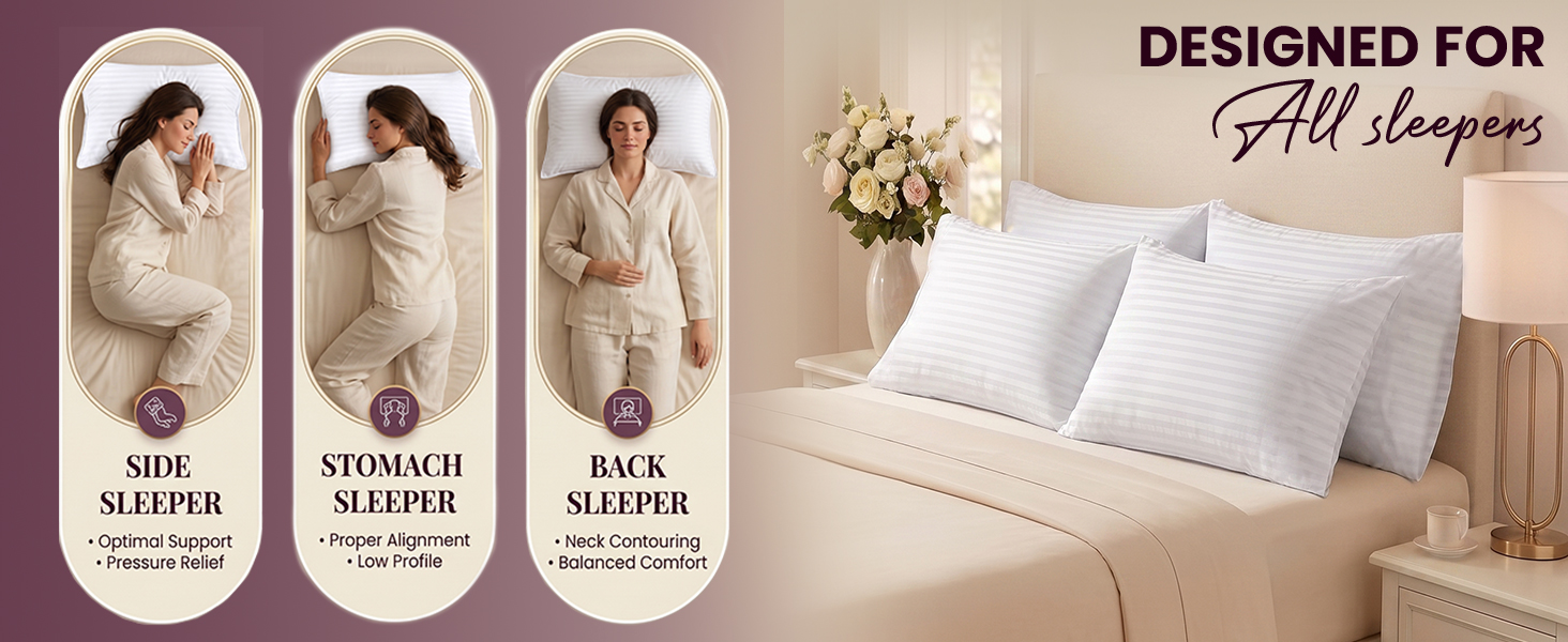 pillow, pillows king size set of 2, bed pillows, hotel pillows, king pillows 2 pack, king pillow