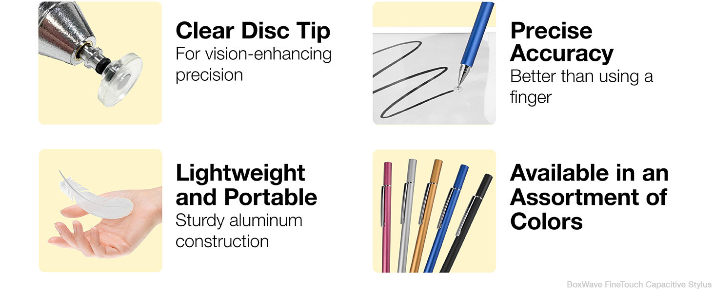 Features include clear disc tip, lightweight, precise, and available in an assortment of colors