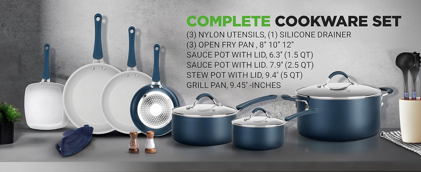frying pan sauce pots lids nylon utensils silicone strainer nonstick cookware induction stove