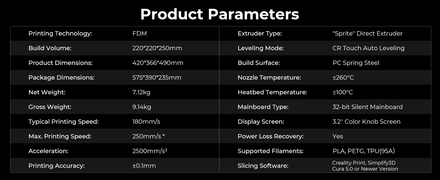 Ender 3 V3 SE Product Parameters