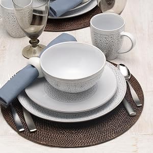 pfaltzgraff dinnerware, place setting, mikasa, corelle, dinner plates