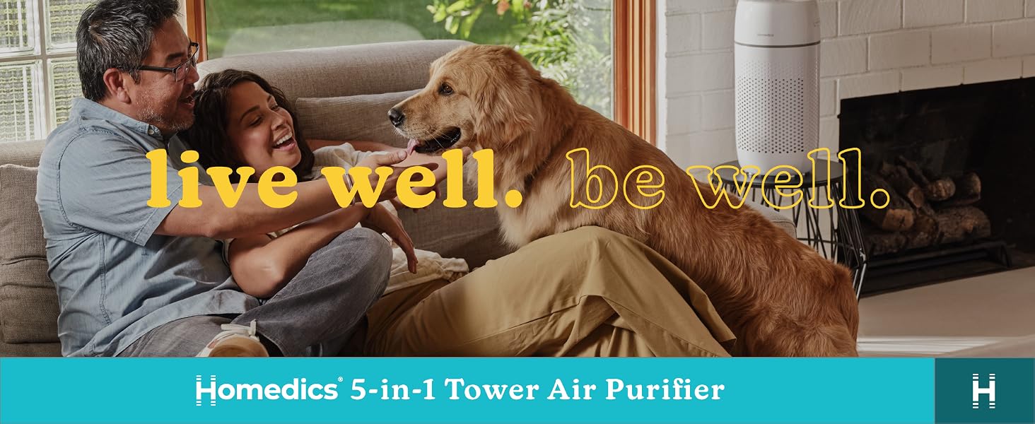 happy family and dog in living room