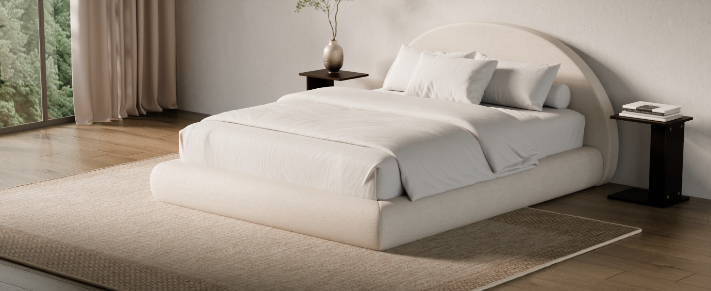 soft fabric bed frame for urban apartments, master bedrooms, attics, kids, guest and seniors