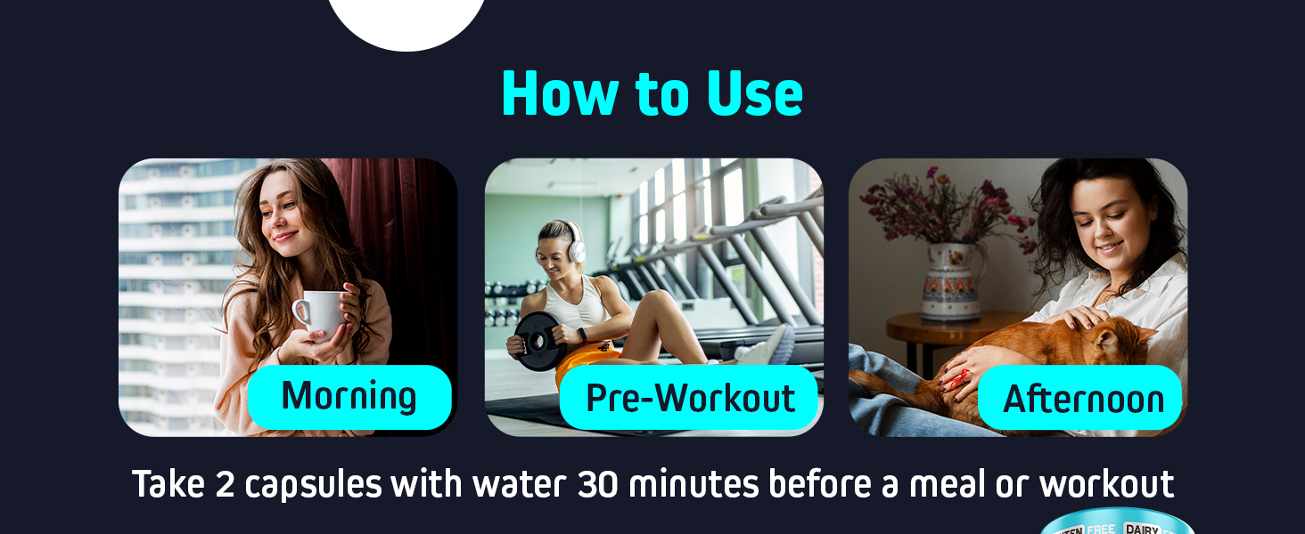 How to Use: Take 2 capsules with water 30 minutes before a meal or workout.
