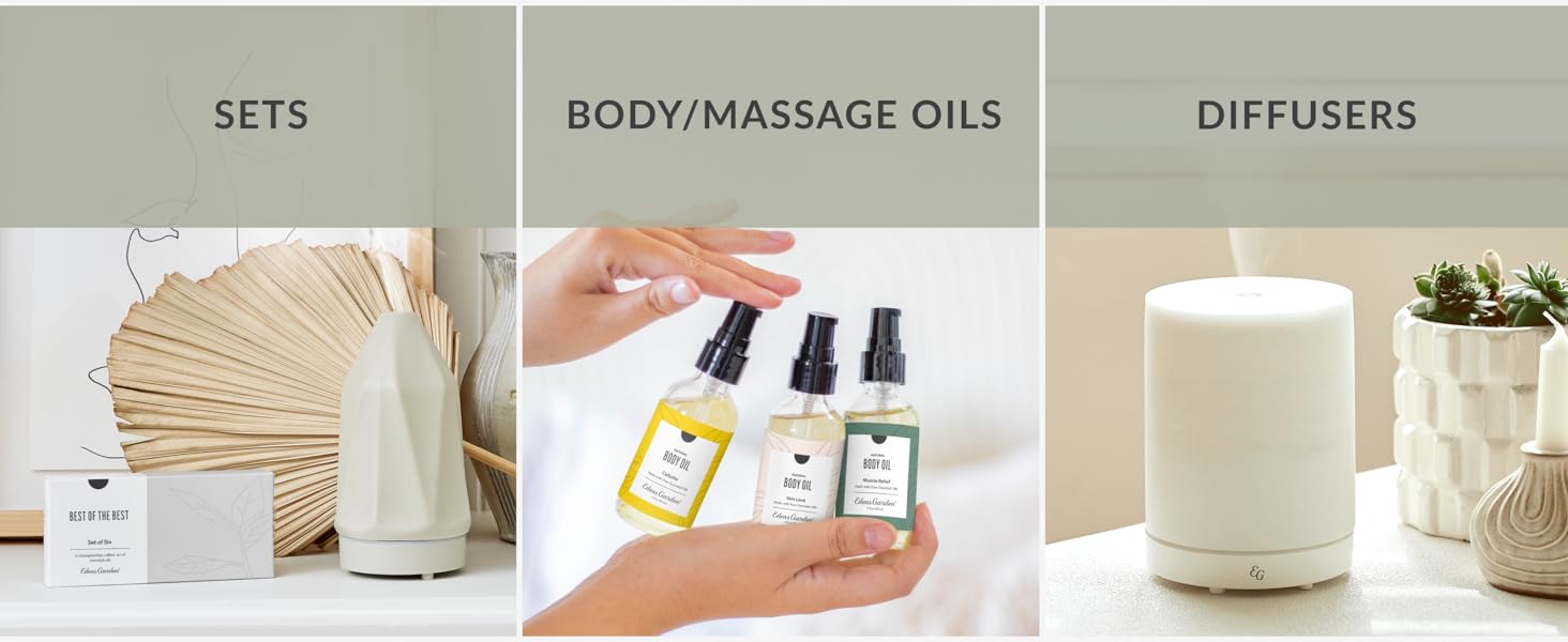 essential oil sets, body &amp;amp; massage oils, home diffusers &amp;amp; humidifiers