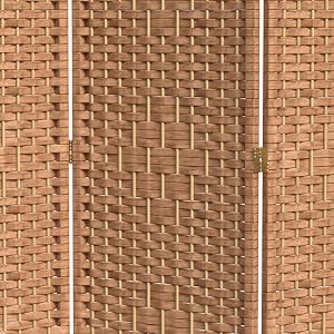 Woven natural fiber room divider