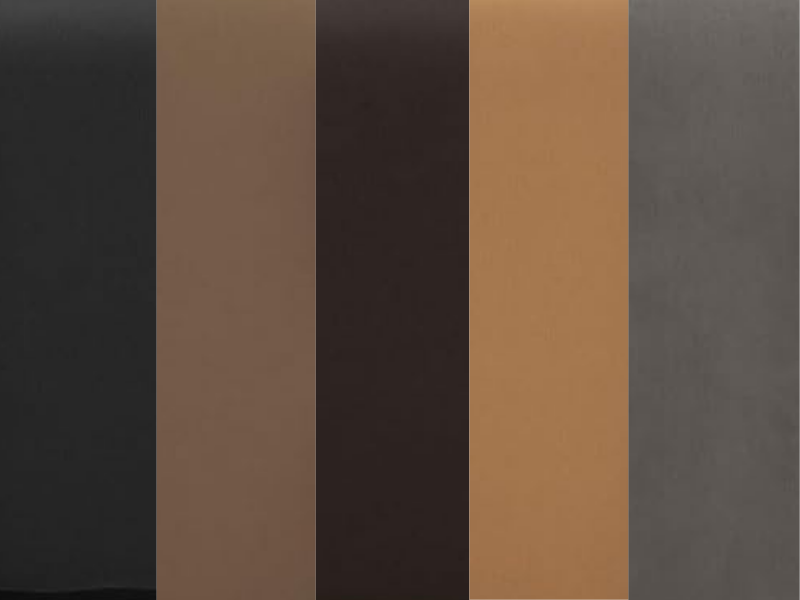 Wall hugger colors in black, cappuccino, chocolate, sand, and slate.