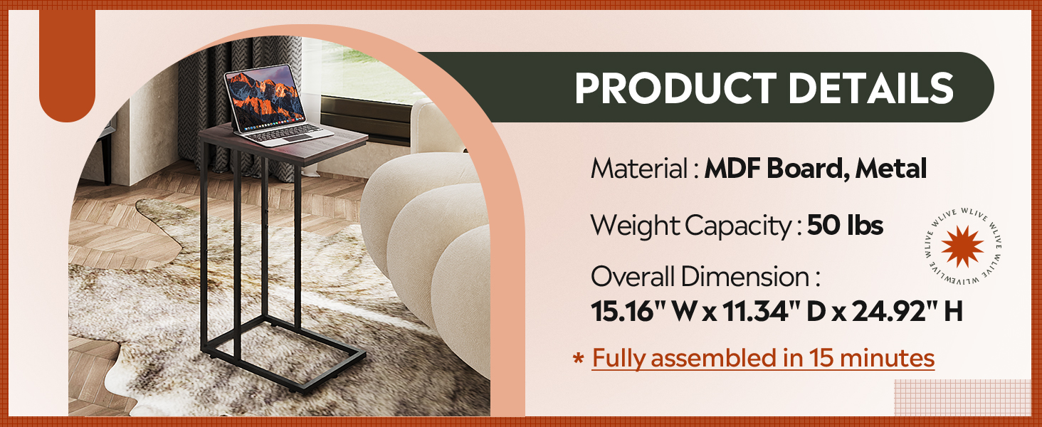 c shaped side table