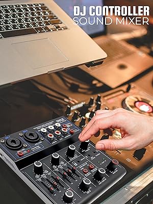 Professional Wireless DJ Audio Mixer - 4-Channel Bluetooth DJ Controller Sound Mixer - USB Audio