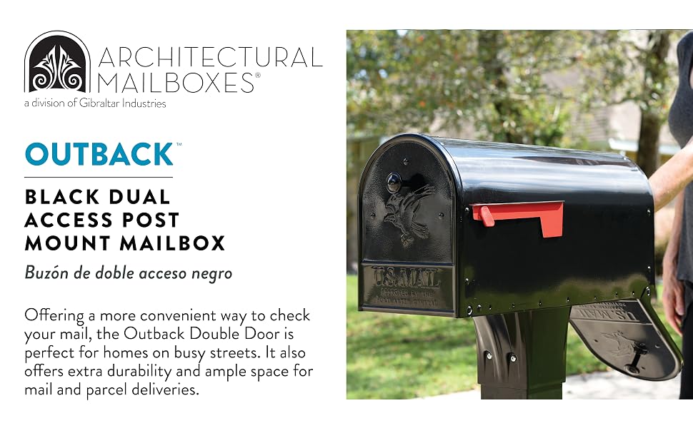 Architectural Mailboxes OM160BEC Outback Double Door, Large Capacity Mailbox, Black