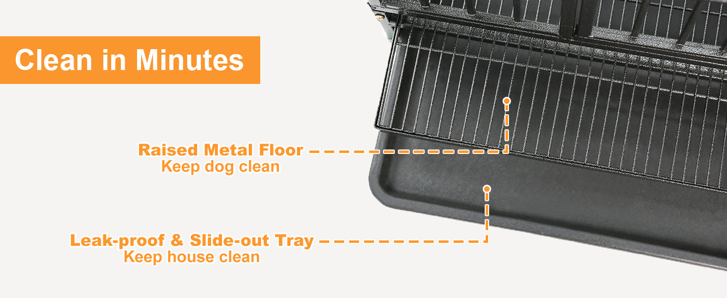 dog crate with tray