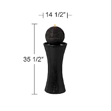 John Timberland Dark Sphere 35 1/2" High LED Pillar Bubbler Fountain