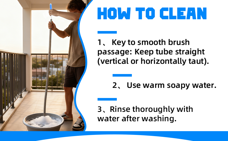 Key to smooth brushpassage: Keep tube straight(vertical or horizontally taut).