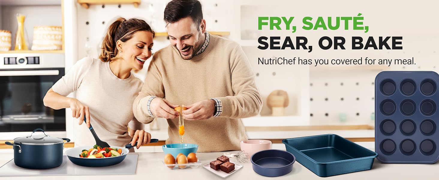 frying pan saute sear bake nonstick cooking multifunctional kitchen cookware baking set