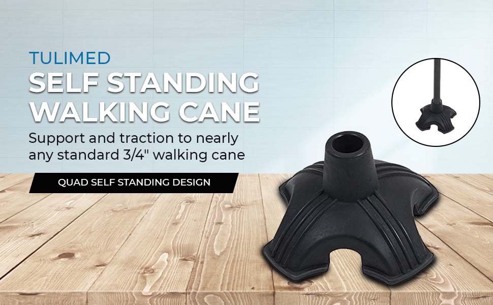 Tulimed Quad Self Standing Walking Cane Tip - Quadruple Pod Walking Stick