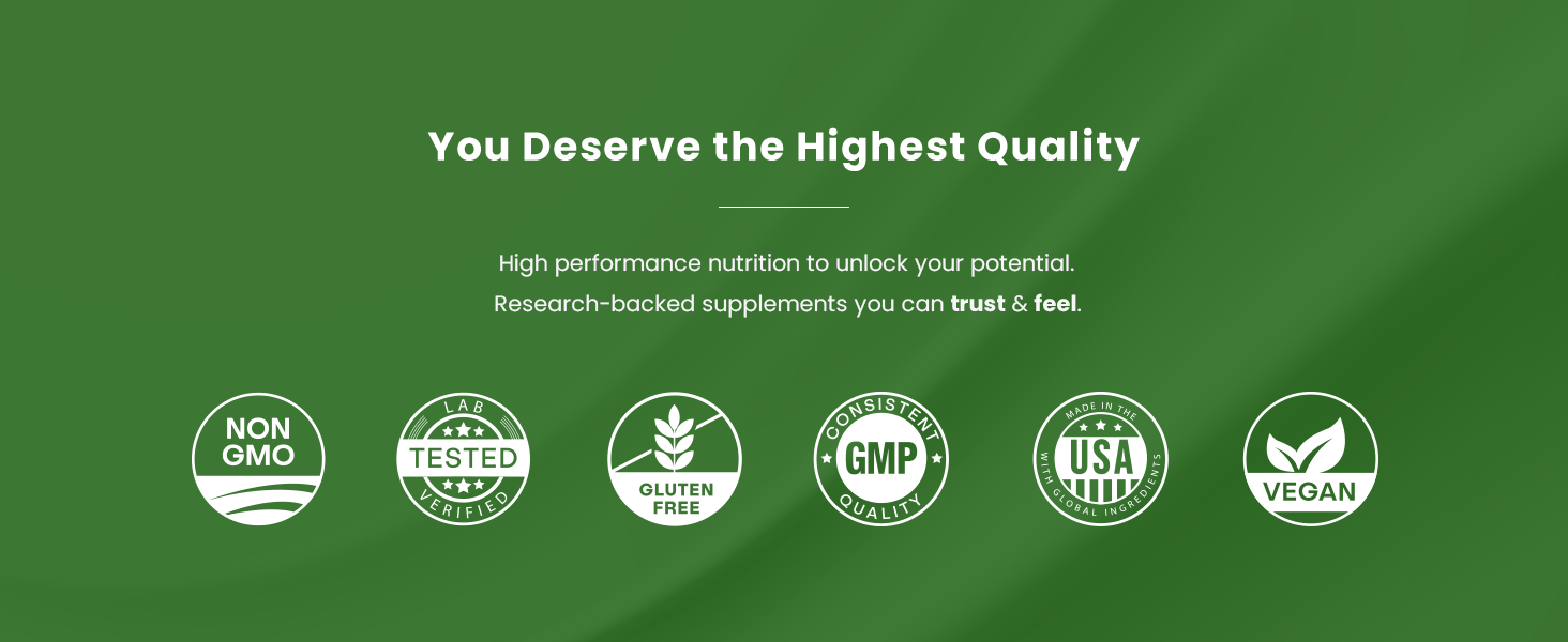 Highest Quality- Non Gmo, Lab tested, Gluten Free, GMP quality