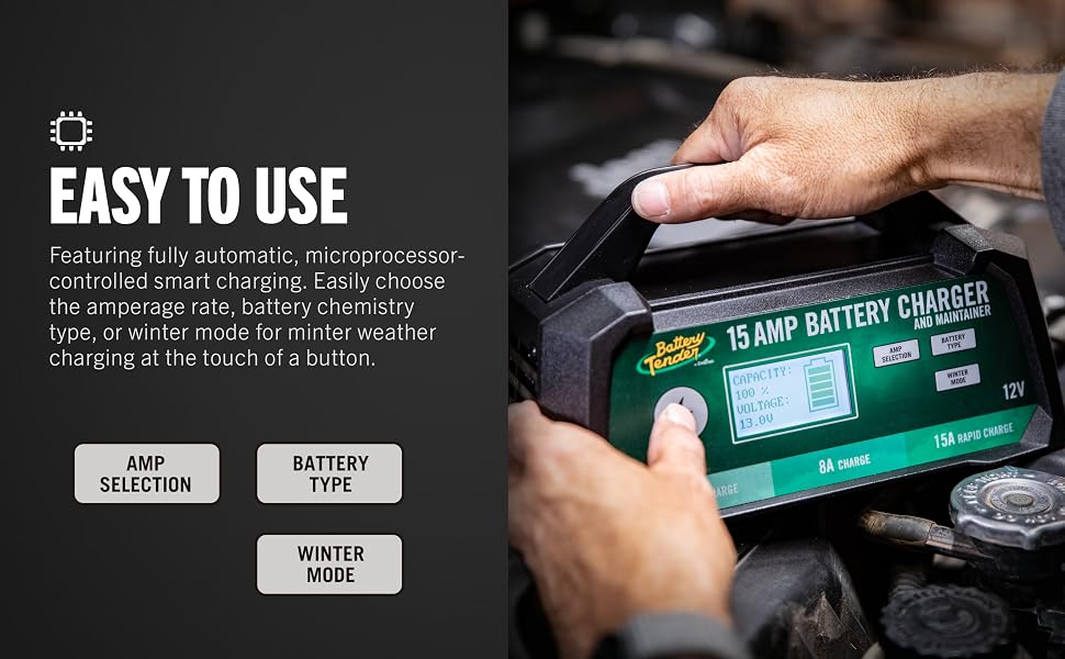 Battery Tender Battery Charger Maintainer 12V 15 AMP Selectable Gel AGM for Trucks and Equipment