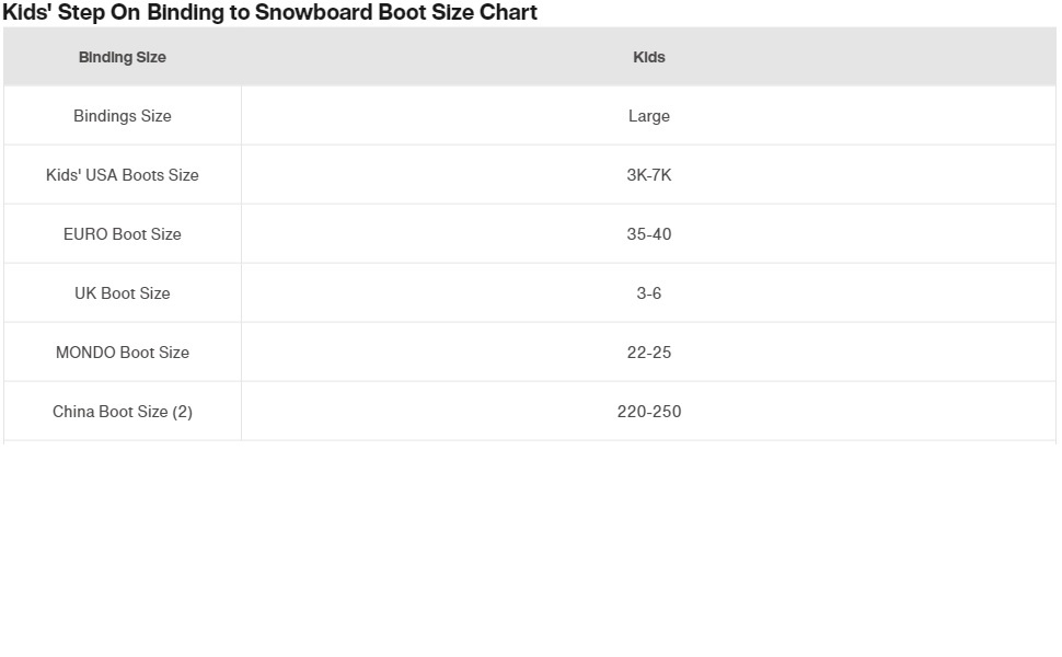 step on kids sizing