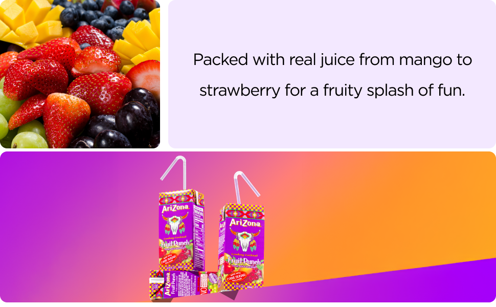 AriZona Fruit Punch Juice Box Packed with real fruit juice from mango.