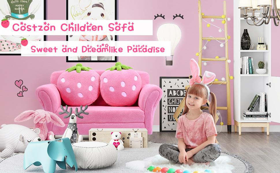kids sofa 2 seat with pillows